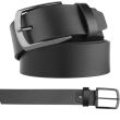 Men’s Full Grain Leather Belt with Screw Gunmetal Buckle 40mm Wide - Black (X-Large)
