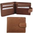 Men’s Leather RFID Euroborse Snap Bifold Wallet – Tan / Brown