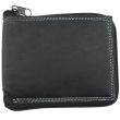 Men’s Leather EUROBORSE RFID Zip Bifold Wallet - Black
