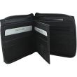 Men’s Leather EUROBORSE RFID Zip Bifold Wallet - Black