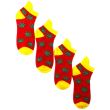 Wholesale Leaf Rasta Trainer Socks - Red & Yellow