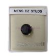 Men's  Black Sterling Silver Round CZ Stud 7 mm