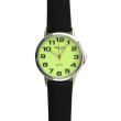 Men's Pelex Classic Glow in The Dark Round Dial Leather Strap Watch - Black & Silver