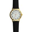Men's Pelex Classic Round Dial Leather Strap Watch - Black & Gold