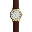 Pelex Men's Classic Round Dial Leather Strap Watch - Brown & Gold