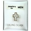 Men's Sterling Silver Cross Ear Stud - 10mm