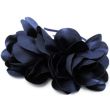 Satin Covered Aliceband With  Large Double Flower - Navy (5mm Wide)