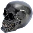 Metallic Black Skull Figurine - 12cm