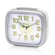 Wholesale Mid sized Bedside Quartz Alarm Clock - White / Silver