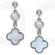 Natural Mother of Pearl Shell Quatrefoil Dropper Earrings