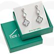 Natural Mother of Pearl Shell Quatrefoil Dropper Earrings