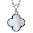 Natural Mother of Pearl Shell Quatrefoil Pendant Necklace