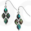 Natural Paua Shell Articulated Diamond Hook Earrings