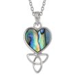 Natural Paua Shell Celtic Heart Pendant Necklace