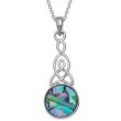 Natural Paua Shell Celtic Mother & Child Knot Pendant Necklace