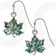 Natural Paua Shell Summer Leaf Hook Earrings
