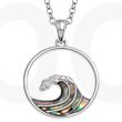 Natural Paua Shell Surf Wave Pendant Necklace