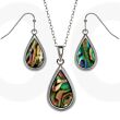 Natural Paua Shell Teardrop Necklace and Earrings Set