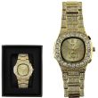 wholesale  Men's NY London Round Diamond Metal Bracelet Watch - Gold/Gold