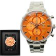 NY London Men's Metal Bracelet Watch - Silver/Orange