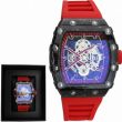 Men's NY London Skeleton Solid Watch With Silicone Strap - Red