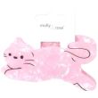 Pink Pearlescent Leaping Cat Shaped Hair Clamp - 10cm