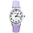 Wholesale Pelex Unisex Classic Round Dial Leather Strap Watch - L-Purple/Silver
