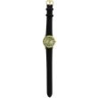 Pelex Ladies Round Leather Strap Watch - Black/Gold