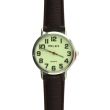 Pelex Unisex Round Leather Strap Watch - Glow in The Dark/Silver/ Brown