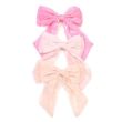 Pink Diamante Double Hair Bow with Barrette - 15cm