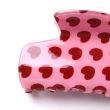 Pink & Red Heart Print Hair Clamp - 7cm