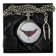Wholesale Pheasant Print Pocket Watch with Chain - Silver