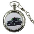 Wholesale Black Cab Print Pocket Watch with Chain - Silver