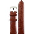 Tan Premium Matte Leather Alligator Grain Watch Straps with Contrast Stitch - 22mm
