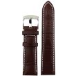 Brown Premium Matte Leather Alligator Grain Watch Straps with Contrast Stitch - 22mm