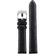 Black Premium Matte Leather Alligator Grain Watch Straps with Contrast Stitch - 18mm