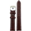 Brown Premium Matte Leather Alligator Grain Watch Straps with Contrast Stitch - 18mm