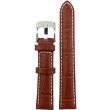 Premium Leather Croc Finish Stitched Watch Straps - Tan - 18mm
