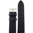 Black Premium Leather Croc Grain Padded Watch Strap - 24mm