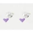 Sterling Silver Enamel Tiny Heart Studs - Purple