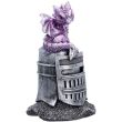 Purple Dragon Perched on Knight Helmet Figurine – 12.7cm