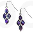 Purple Paua Shell Articulated Diamond Hook Earrings