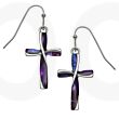 Purple Paua Shell Cross Hook Earrings