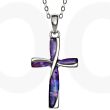 Purple Paua Shell Cross Pendant Necklace