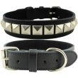 Pyramid Staffordshire Bull Terrier Leather Collar-Black(22-25'')