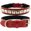 Pyramid Staffordshire Bull Terrier Leather Collar-Red(18-21'')