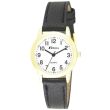 Ravel Ladies Classic Faux Leather Strap Watch-Black/Gold