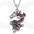 Red Paua Shell Chinese Dragon Pendant Necklace