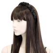 Ruched Satin Aliceband – 2cm Wide - Black & Ivory