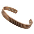 Magnetic Copper Bangle - Threaded Striped Design (One Size) 